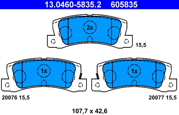 ATE 605835 Súprava brzdových doštičiek 13.0460-5835.2