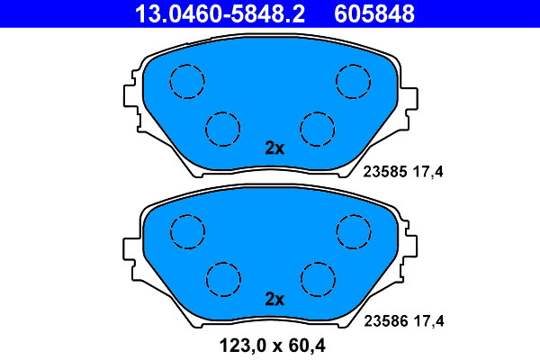 ATE 605848 Sada brzdových doštičiek 13.0460-5848.2