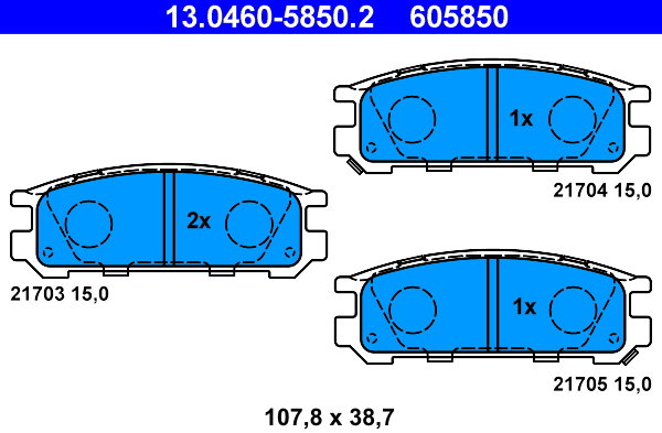 ATE 605850 Sada brzdových doštičiek 13.0460-5850.2