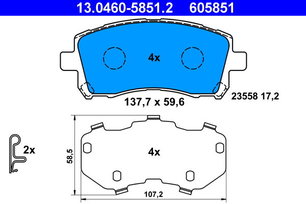 ATE 605851 Sada brzdových doštičiek 13.0460-5851.2