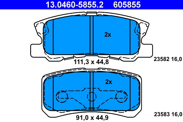 ATE 605855 Sada brzdových doštičiek 13.0460-5855.2