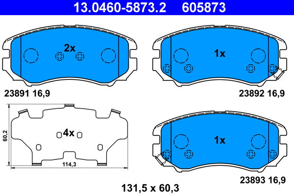 ATE 605873 Súprava brzdových doštičiek 13.0460-5873.2