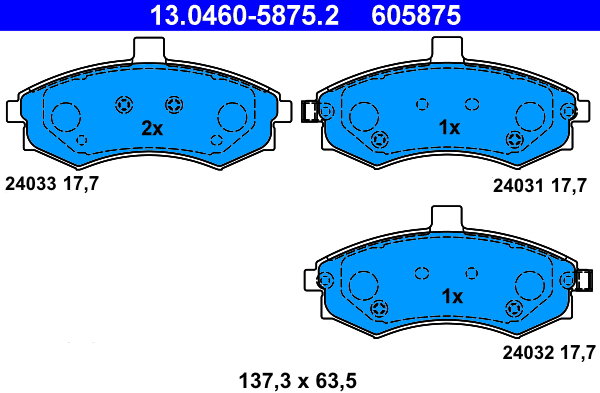 ATE 605875 Súprava brzdových doštičiek 13.0460-5875.2
