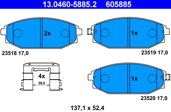 ATE 605885 Súprava brzdových doštičiek 13.0460-5885.2