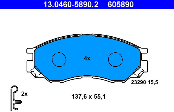 ATE 605890 Sada brzdových doštičiek 13.0460-5890.2