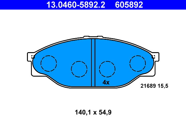 ATE 605892 Sada brzdových doštičiek 13.0460-5892.2
