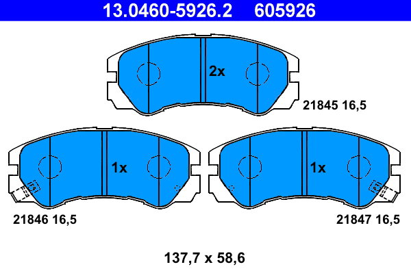 ATE 605926 Sada brzdových doštičiek 13.0460-5926.2