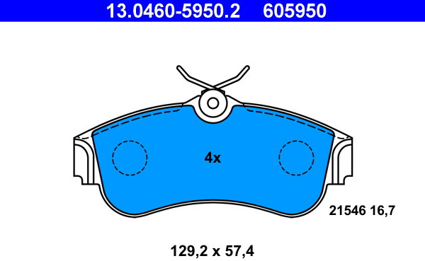 ATE 605950 Súprava brzdových doštičiek 13.0460-5950.2