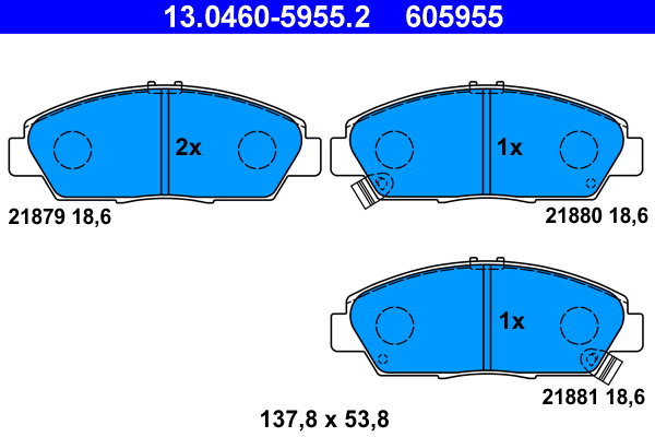 ATE 605955 Súprava brzdových doštičiek 13.0460-5955.2