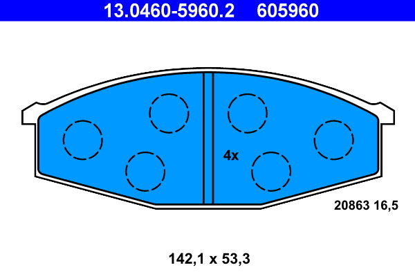 ATE 605960 Sada brzdových doštičiek 13.0460-5960.2