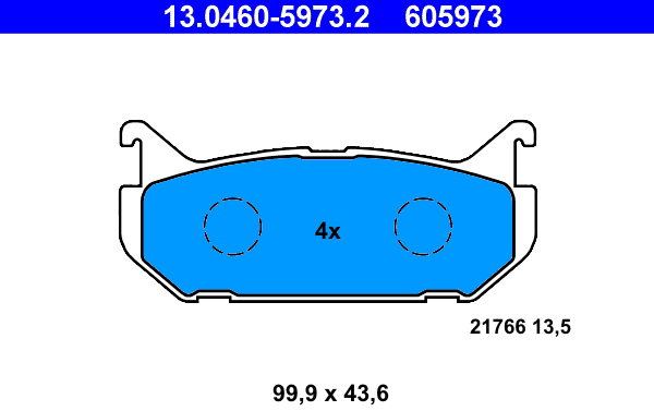 ATE 605973 Súprava brzdových doštičiek 13.0460-5973.2