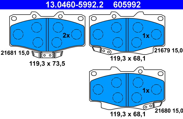 ATE 605992 Súprava brzdových doštičiek 13.0460-5992.2