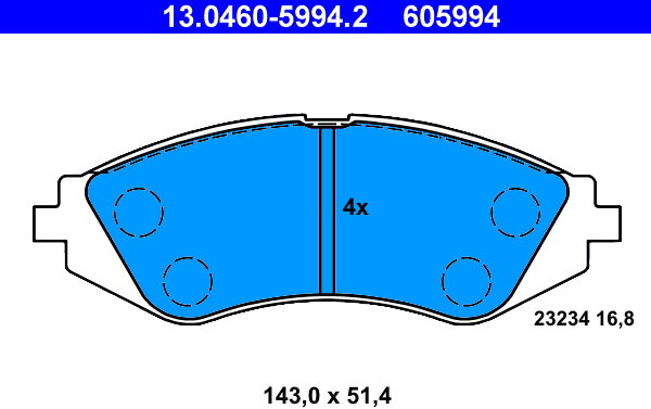 ATE 605994 Súprava brzdových doštičiek 13.0460-5994.2