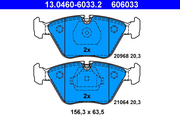 ATE 606033 Súprava brzdových doštičiek 13.0460-6033.2