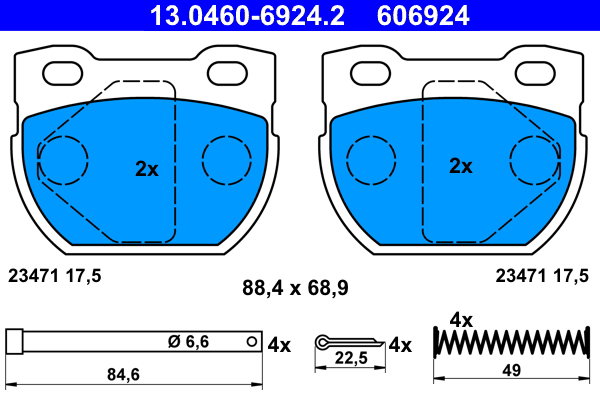 ATE 606924 Súprava brzdových doštičiek 13.0460-6924.2