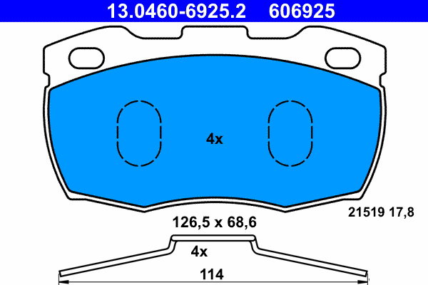 ATE 606925 Súprava brzdových doštičiek 13.0460-6925.2