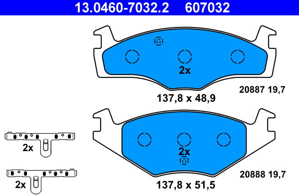 ATE 607032 Súprava brzdových doštičiek 13.0460-7032.2