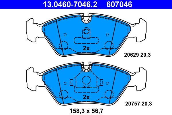 ATE 607046 Súprava brzdových doštičiek 13.0460-7046.2