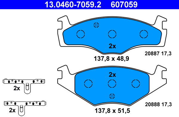 ATE 607059 Súprava brzdových doštičiek 13.0460-7059.2