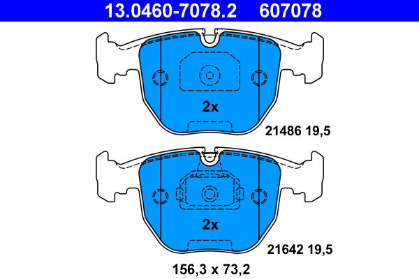 ATE 607078 Súprava brzdových doštičiek 13.0460-7078.2