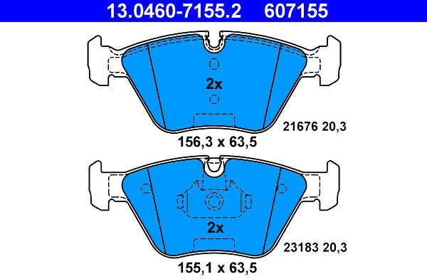 ATE 607155 Súprava brzdových doštičiek 13.0460-7155.2