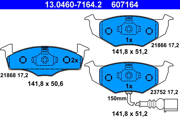 ATE 607164 Sada brzdových doštičiek 13.0460-7164.2