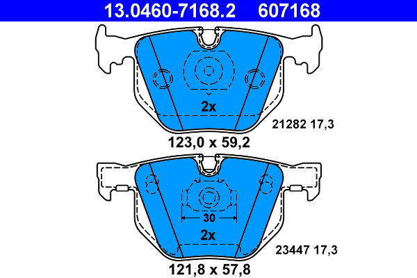 ATE 607168 Sada brzdových doštičiek 13.0460-7168.2