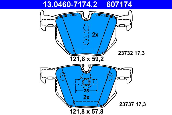 ATE 607174 Sada brzdových doštičiek 13.0460-7174.2