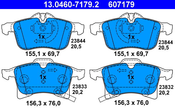 ATE 607179 Súprava brzdových doštičiek 13.0460-7179.2