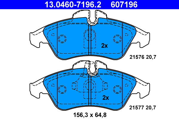 ATE 607196 Súprava brzdových doštičiek 13.0460-7196.2
