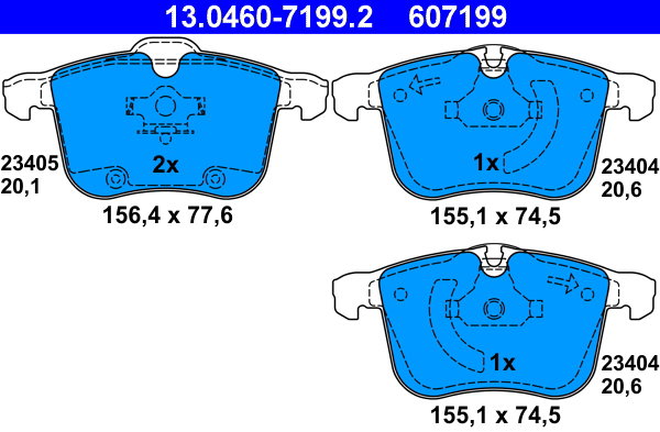 ATE 607199 Súprava brzdových doštičiek 13.0460-7199.2