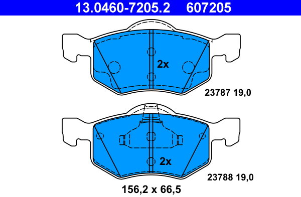 ATE 607205 Sada brzdových doštičiek 13.0460-7205.2
