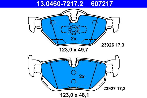 ATE 607217 Súprava brzdových doštičiek 13.0460-7217.2