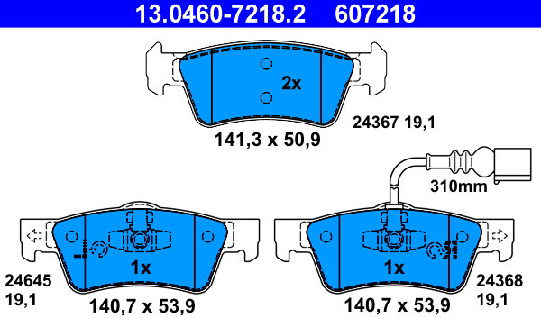 ATE 607218 Súprava brzdových doštičiek 13.0460-7218.2