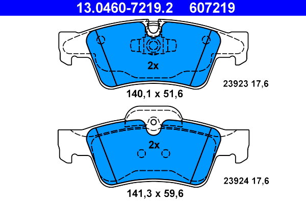 ATE 607219 Súprava brzdových doštičiek 13.0460-7219.2