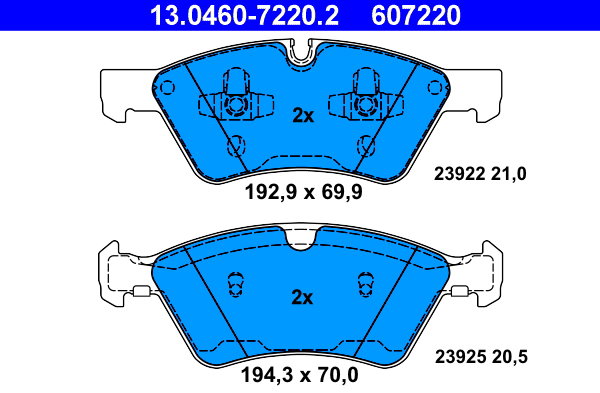 ATE 607220 Súprava brzdových doštičiek 13.0460-7220.2