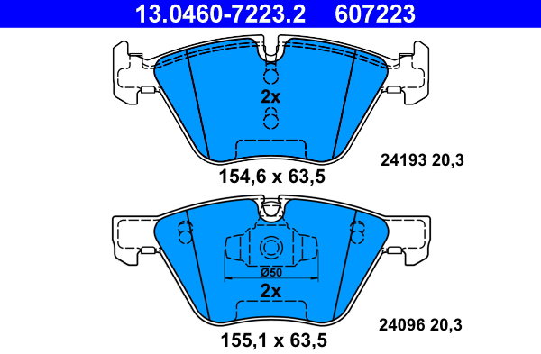 ATE 607223 Súprava brzdových doštičiek 13.0460-7223.2