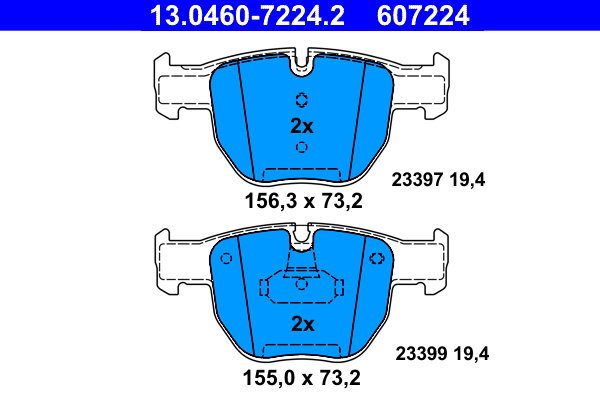 ATE 607224 Súprava brzdových doštičiek 13.0460-7224.2