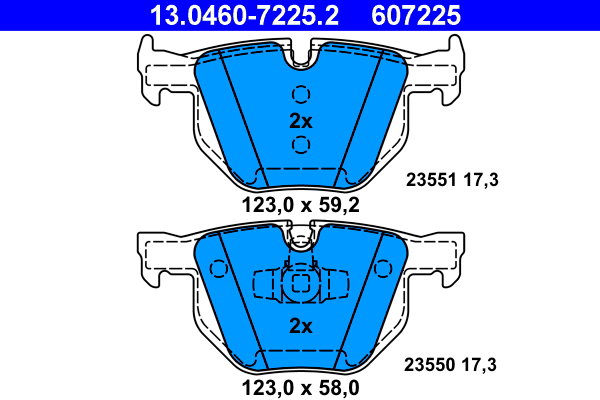 ATE 607225 Súprava brzdových doštičiek 13.0460-7225.2