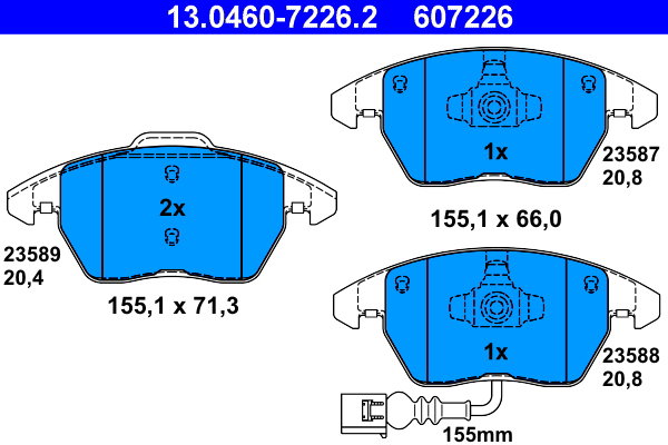 ATE 607226 Súprava brzdových doštičiek 13.0460-7226.2