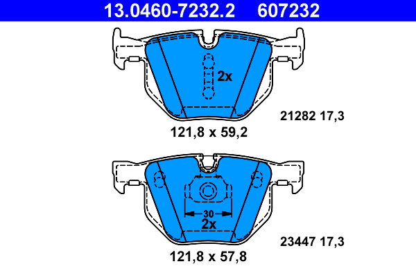 ATE 607232 Súprava brzdových doštičiek 13.0460-7232.2