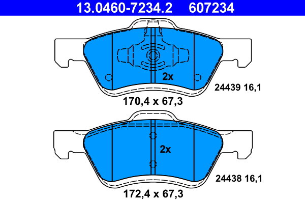 ATE 607234 Súprava brzdových doštičiek 13.0460-7234.2