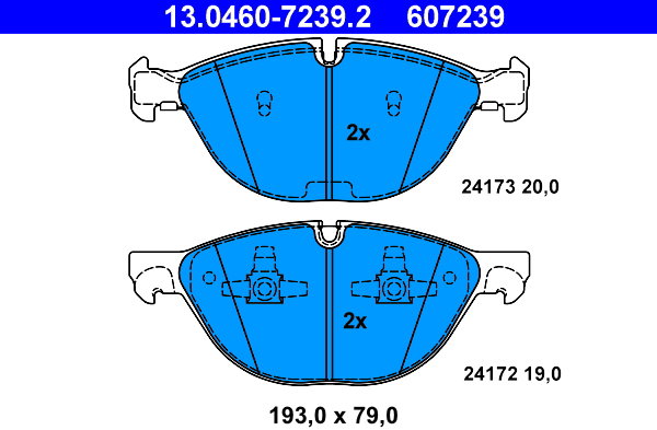 ATE 607239 Súprava brzdových doštičiek 13.0460-7239.2