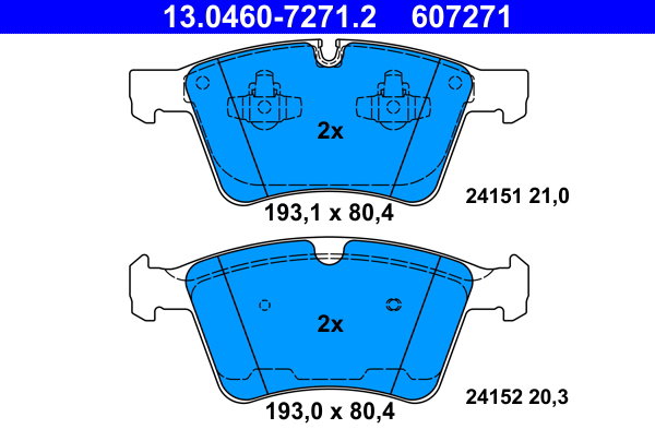 ATE 607271 Súprava brzdových doštičiek 13.0460-7271.2