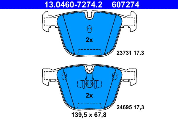 ATE 607274 Sada brzdových doštičiek 13.0460-7274.2
