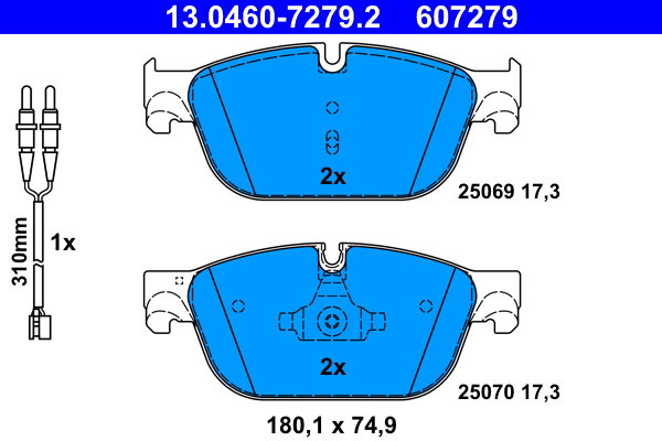 ATE 607279 Súprava brzdových doštičiek 13.0460-7279.2
