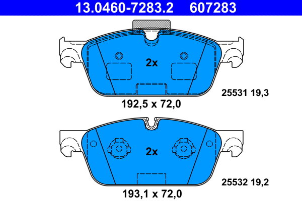 ATE 607283 Súprava brzdových doštičiek 13.0460-7283.2