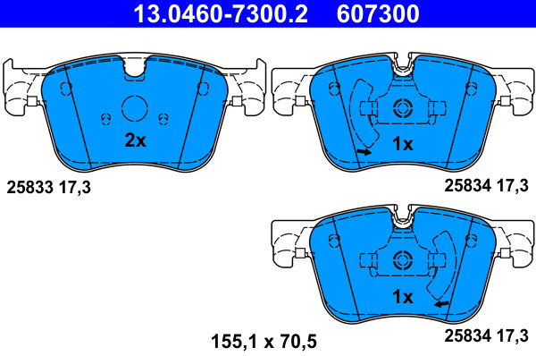ATE 607300 Sada brzdových doštičiek 13.0460-7300.2