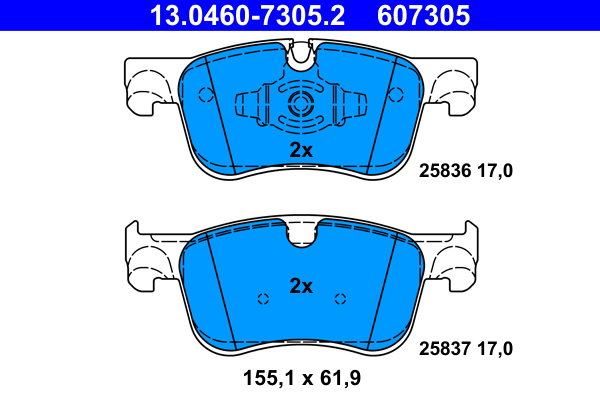 ATE 607305 Súprava brzdových doštičiek 13.0460-7305.2