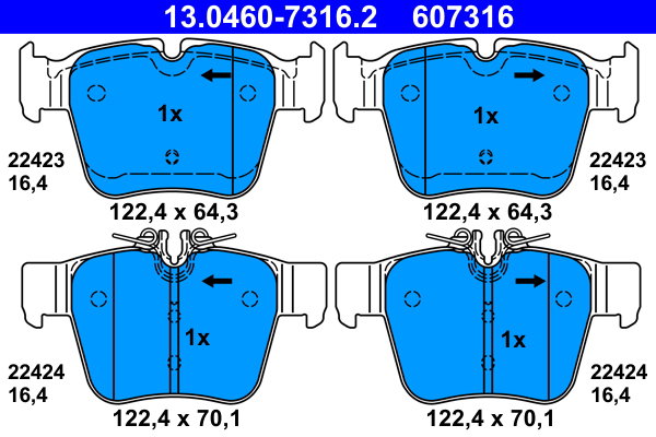 ATE 607316 Sada brzdových doštičiek 13.0460-7316.2